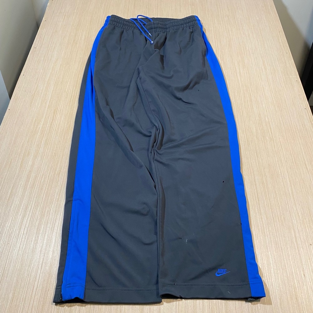 Nike Mens Track Pants Grey Blue Side Stripe Ankle Zip Athletic Sweatpants L